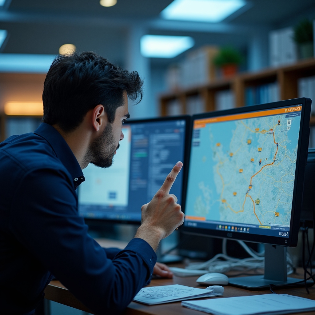 GPS sledování zásilek na dispečerském monitoru