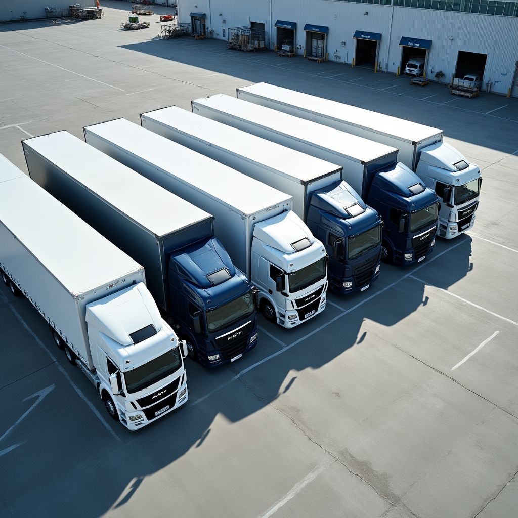 Vozový park kamionů Hytoloa na firemním dvoře