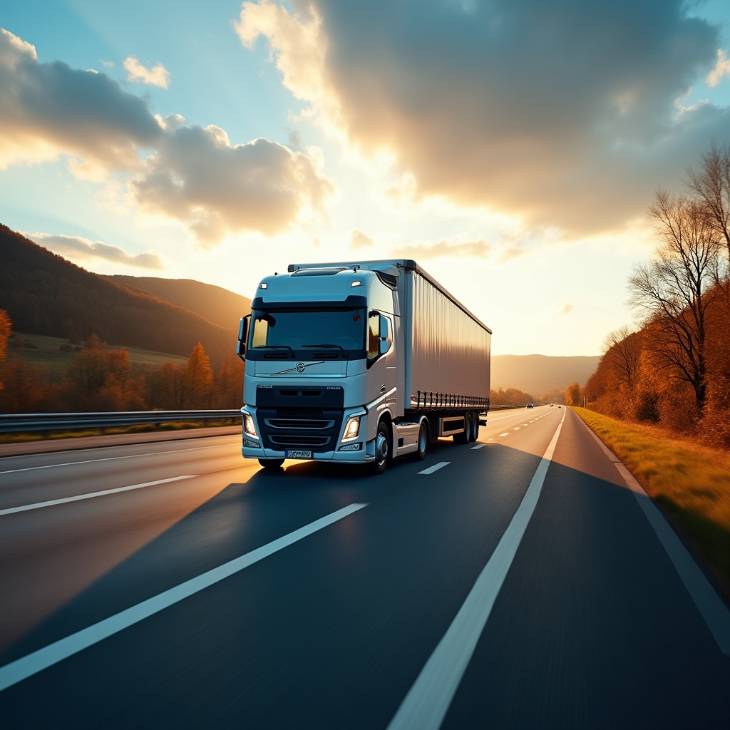 Kamion na evropské dálnici při mezinárodní přepravě